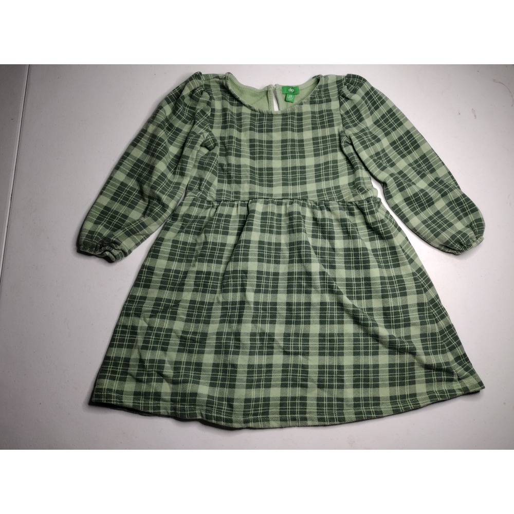 Dip Plaid Long Sleeve‎ Casual Dress Girls Size XS 4-5 Green
